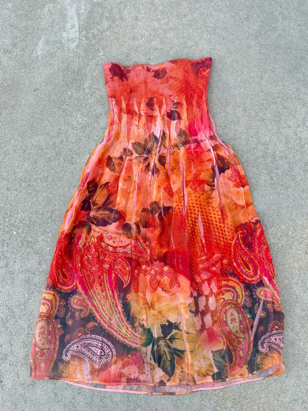 lapis dress strapless orange paisley print one size